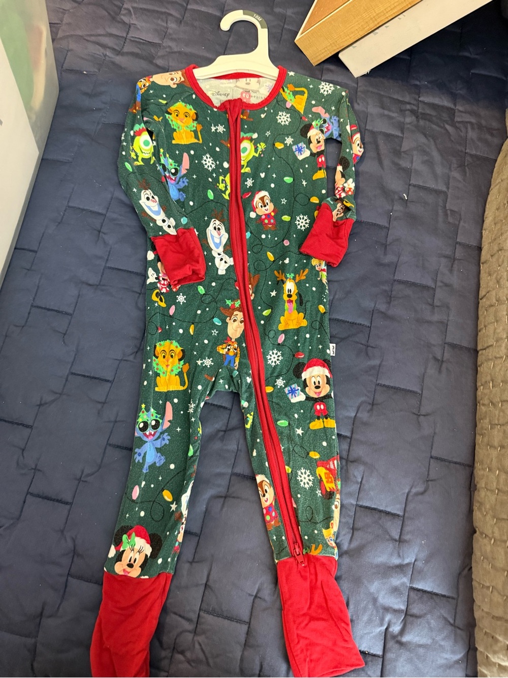 Little Sleepies Disney Green Holiday Character Footed One-Piece Pajama